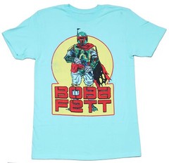 Star Wars Adult New T-Shirt – Boba Fett Standing Over Name in Yellow Box