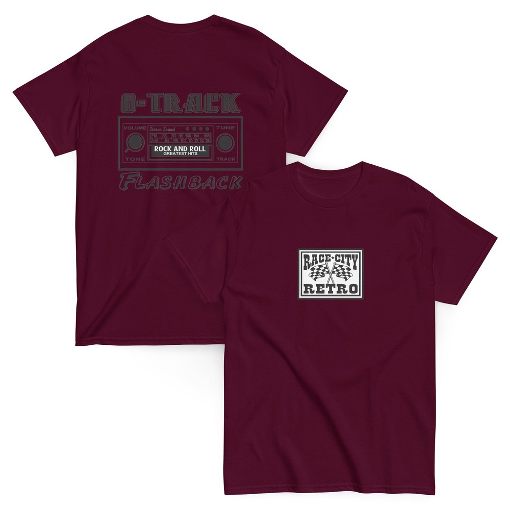 8 TRACK FLASHBACK TWO SIDED T SHIRT by RACE CITY RETRO