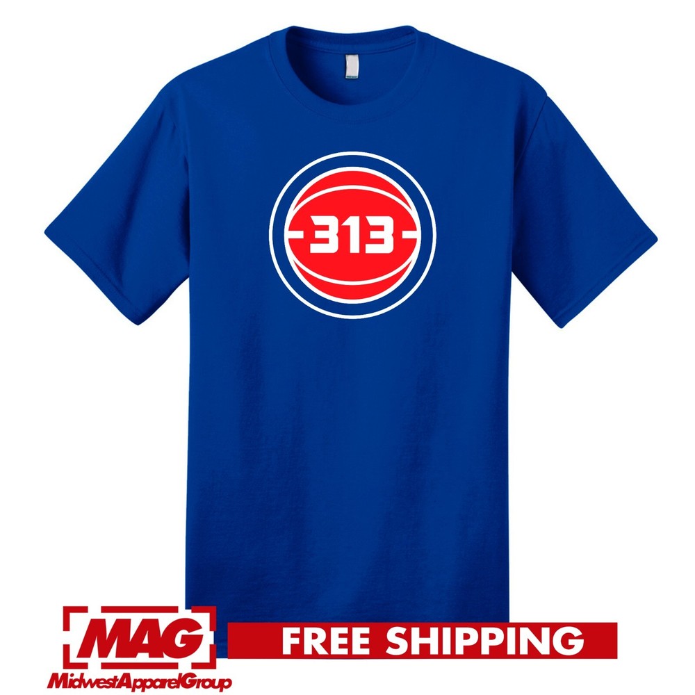 DETROIT 313 BASKETBALL T-SHIRT NBA Pistons Parody Tshirt Tee Shirt B-Ball Motown