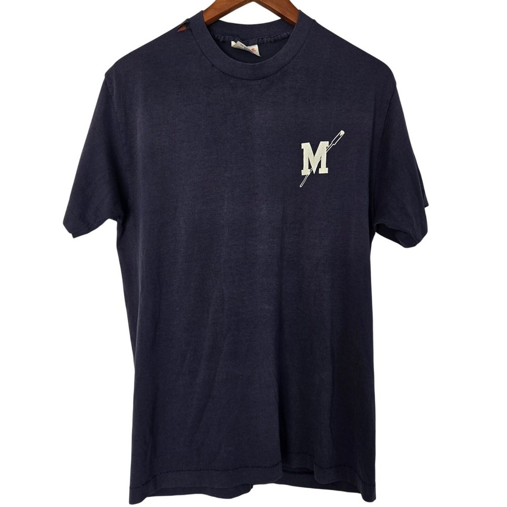 Vintage 80s Grunge Tee Navy Blue Single‑Stitched Ultra Soft T-Shirt Size XL