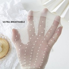 Womens Ruffle Sheer Socks Casual Lace Socks Polka Dot Pattern Mid-Calf Socks …