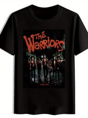 Men’S Casual Graphic T-Shirt – “The Warriors” Movie Print, Black Short Sleeve Cr