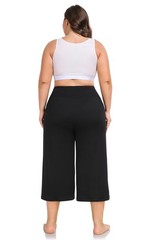 Women’s Plus Size Wide Leg Capris High Waist Yoga Pants Casual Loose Lounge P…
