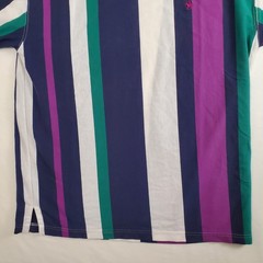 Knights of Round Table Blue Purple Green White Striped VTG Medium TShirt Shirt