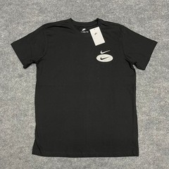 Nike T-Shirt Mens Medium Black Double Swoosh Embroidered Logo Streetwear NEW