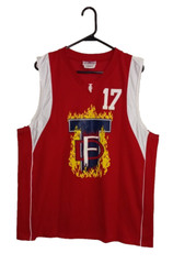 Fire Dept. #17 Mens XL 48″ Chest Red White Jersey Basketball Teamwork Shirt USA