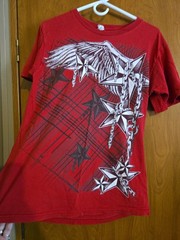 Y2K Affliction Carbon Star Grunge Skate Graphic T Shirt Red Black Medium