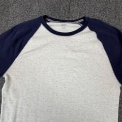 Old Navy Mens Size Large Raglan Thermal Shirt Gray Blue Waffle Knit Long Sleeve