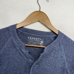 Faherty Cloud Cotton Shirt Men’s Large Blue Henley Solid blank Lightweight Soft