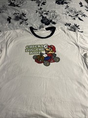 Y2K 2008 Nintendo T-shirt New Super Mario Bros Promo XL Chick Dig The Ride
