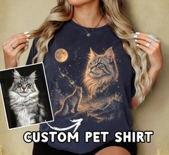 Custom Pet Portrait Personalized Comfort Tee Dog Cat Animal Gift