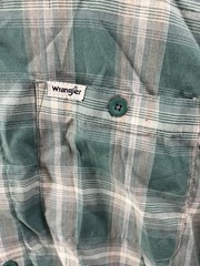 726 Wrangler Western Men’s Green White Flannel Button Shirt Big&Tall Sz 5XLT