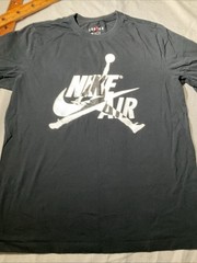 Nike Air Jordan Shirt Mens Large Black Jumpman Logo Casual Swoosh Graphic Tee