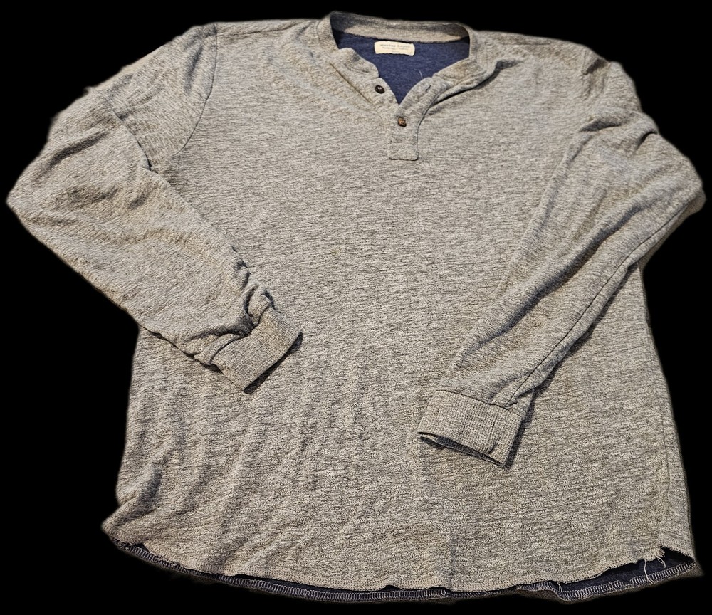 Marine Layer Henley Shirt Men L Gray Long Sleeve Soft Cotton Rayon Blend Casual