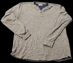 Marine Layer Henley Shirt Men L Gray Long Sleeve Soft Cotton Rayon Blend Casual