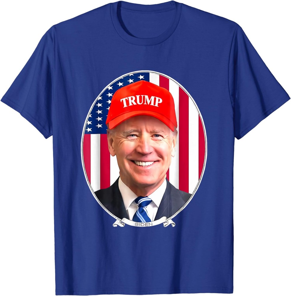 Funny Joe Biden Wearing Hat Trump Political Gift Unisex T-Shirt