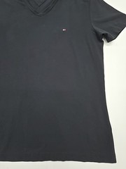 Tommy Hilfiger Mens T Shirt Black V Neck Slim XL No Tags