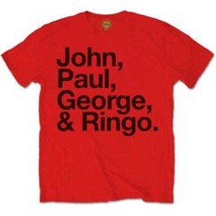 The Beatles John, Paul, George & Ringo T-Shirt Red New