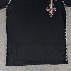 Raw State Shirt Knit Double Sided Size XL Cross Grunge Cyber Graphic Print Y2K
