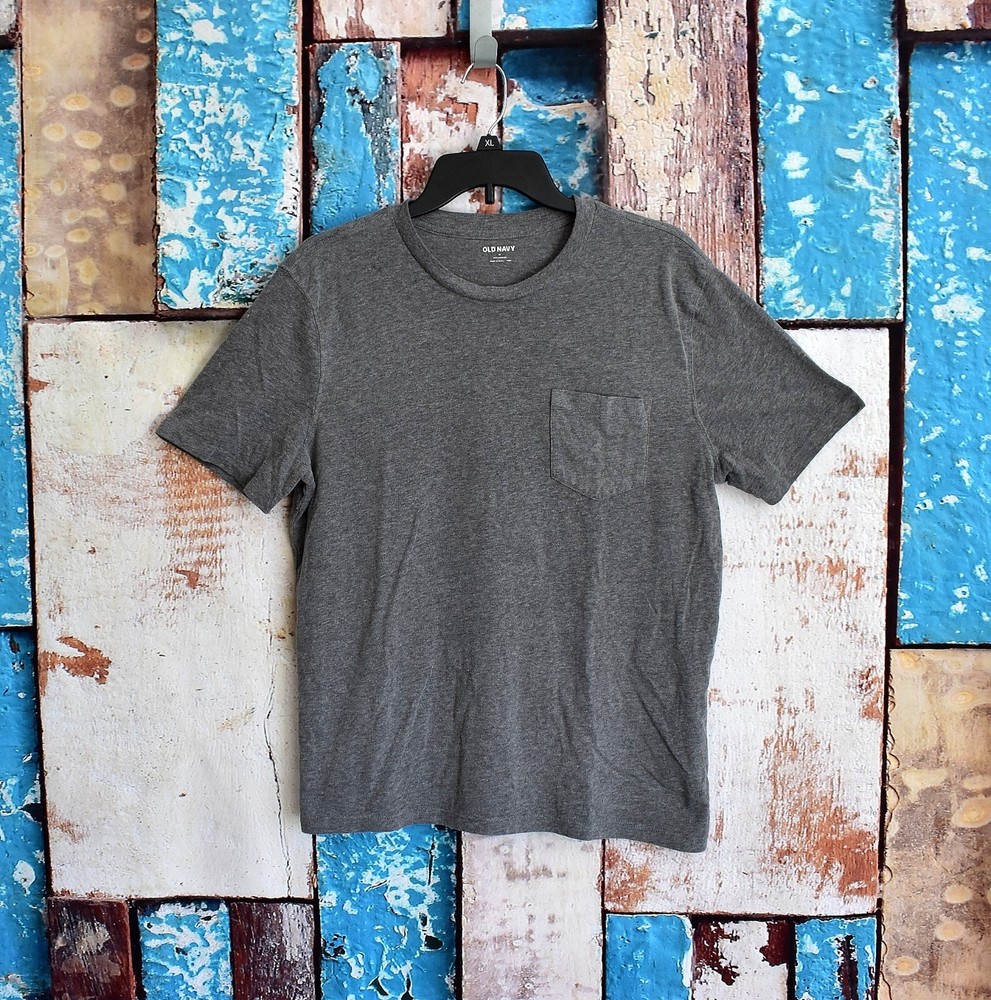 Men’s Old Navy Soft-Washed Crewneck T-Shirt Pocket MEDIUM Gray PRE-OWNED