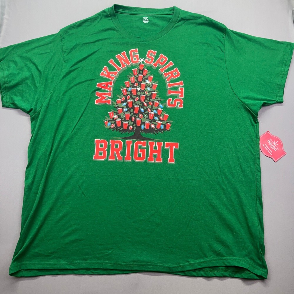 Holiday Time Christmas Graphic T-Shirt Making Spirits Bright Green 3XL