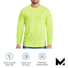 Mission Unisex Large Hi Vis Yellow Cooling Long Sleeve Performance Shirt