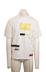 Heron Preston x CAT Mens White Cotton Graphic T-Shirt Size S New Original
