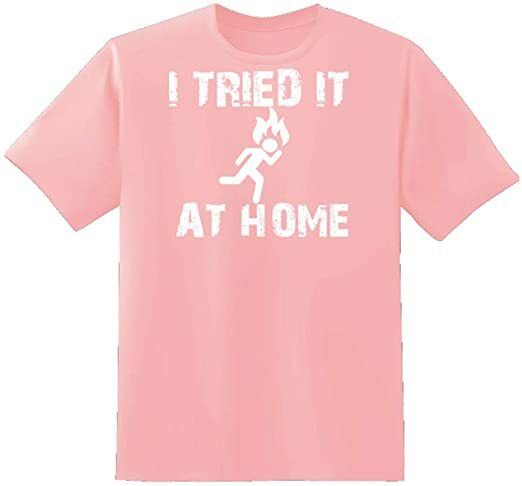Unisex Pink Half Sleeves Cotton “I Tried It At Home” Graphic T Shirt