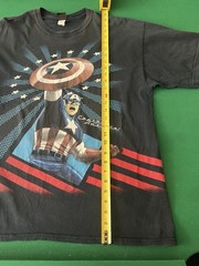 VTG Captain America Shirt Men XL Black Marvel Mad Engine Graphic Y2K Small Flaw
