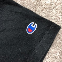 Champion Men Shirt Medium Black Crew Neck Cotton 90s Felt Multi Logo Graphic Tee