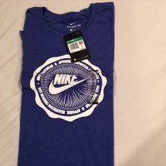 Nike Air Swoosh Logo Men’s Cotton Tee Shirt XL Blue DJ3877