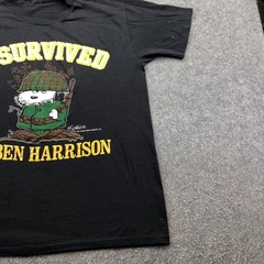 Vintage Peanuts Snoopy Ft Ben Harrison Shirt Mens Large Black I Survived 80s