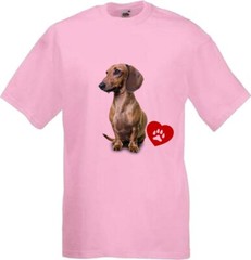 Brown Dachshund Dog Pet Heart Family Novelty T Shirt Various Colours And Sizes