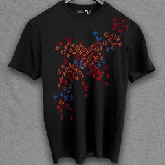 LV Black T-shirt with Velvet Colourful Spread Mono – Size 2XL – Tariff Paid