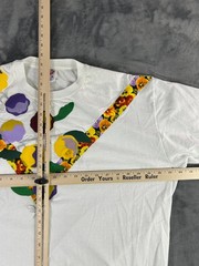Vintage Jerzees USA Floral Applique T-Shirt XL White Pansy Flower Graphic 90s