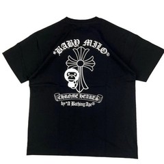 A Bathing Ape x Chrome Hearts Logo Graphic Crew Neck Tee Black Men’s Medium