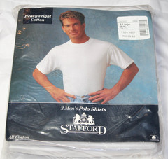 Stafford Polo Mens Heavyweight 3 Pack Crew Neck Cotton Shirts White XL NOS Vtg