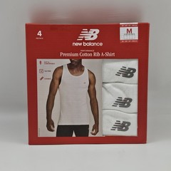 NEW BALANCE 4 Pack Men’s M L Logo Performance Cotton Ribbed Tanks A Shirts White