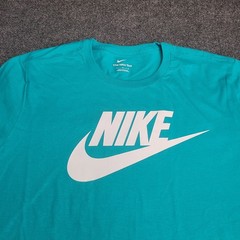 Nike Shirt Mens Large Turquise Green White Futura Logo Sportswear Cotton Tee 28