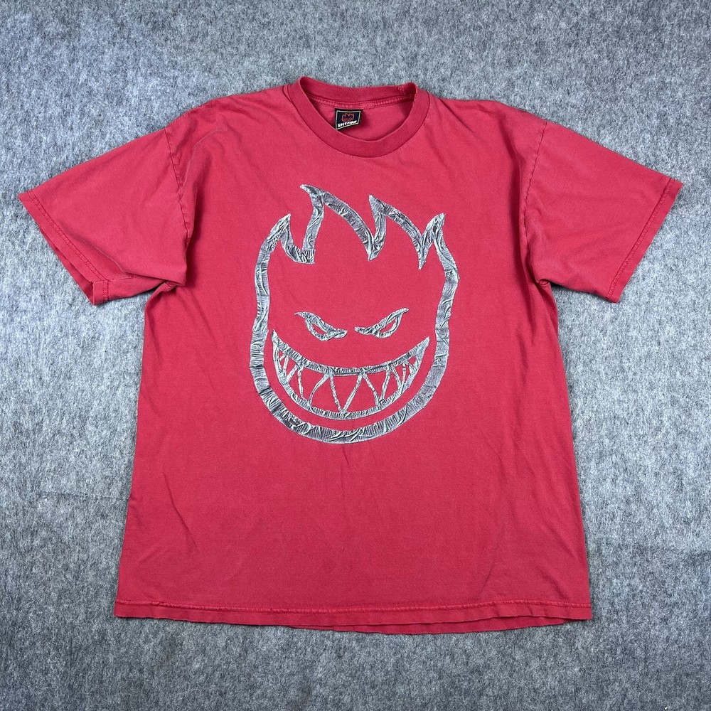 Vtg Y2K Spitfire Wheels Men’s T-Shirt Big Head Graphic Red Short Sleeve Size XL