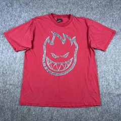 Vtg Y2K Spitfire Wheels Men’s T-Shirt Big Head Graphic Red Short Sleeve Size XL