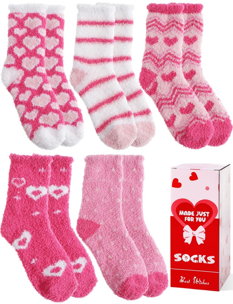 Women Fuzzy Fluffy Socks Thick Warm Winter Soft Cozy Plush Fleece 5 Pair