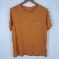 Billy Reid Pocket T Shirt Mens XL Orange Pima Cotton Garment Dyed Earth Tone