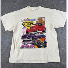 Vintage 90s 40th US Nationals Homecoming Caravan Cruise Shirt Mens L Beige USA