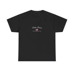 Santa Monica Faux Stitched American Flag Tee Black Tee