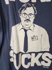 Ripple Junction Mens Office Space Milton Work Sucks Graphic Navy Shirt Size 3XLT
