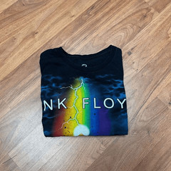 Liquid Blue Mens Pink Floyd Rainbow Pyramid Moon Graphic T-shirt Black XL