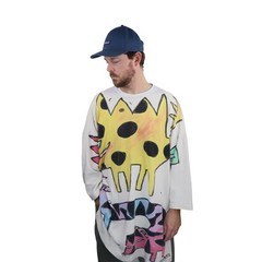 Vintage Bill Gian Hand Painted Wearable Art Shirt 1987 Oversized Dinosaur Crown