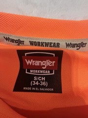 Wrangler Workwear~Men Long Sleeve Pocket T-Shirt~Small 34”-36”~Bright Orange~NWT