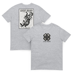 Lucky Brand No Luck Given Graphic Tee Dark Gothic Rabbit Streetwear Shirt